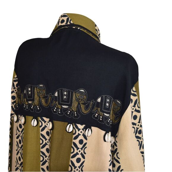 L’affaire Rayon Robe Jacket Indian Elephant Trim Boho Festival Kimono One Size - Picture 4 of 15